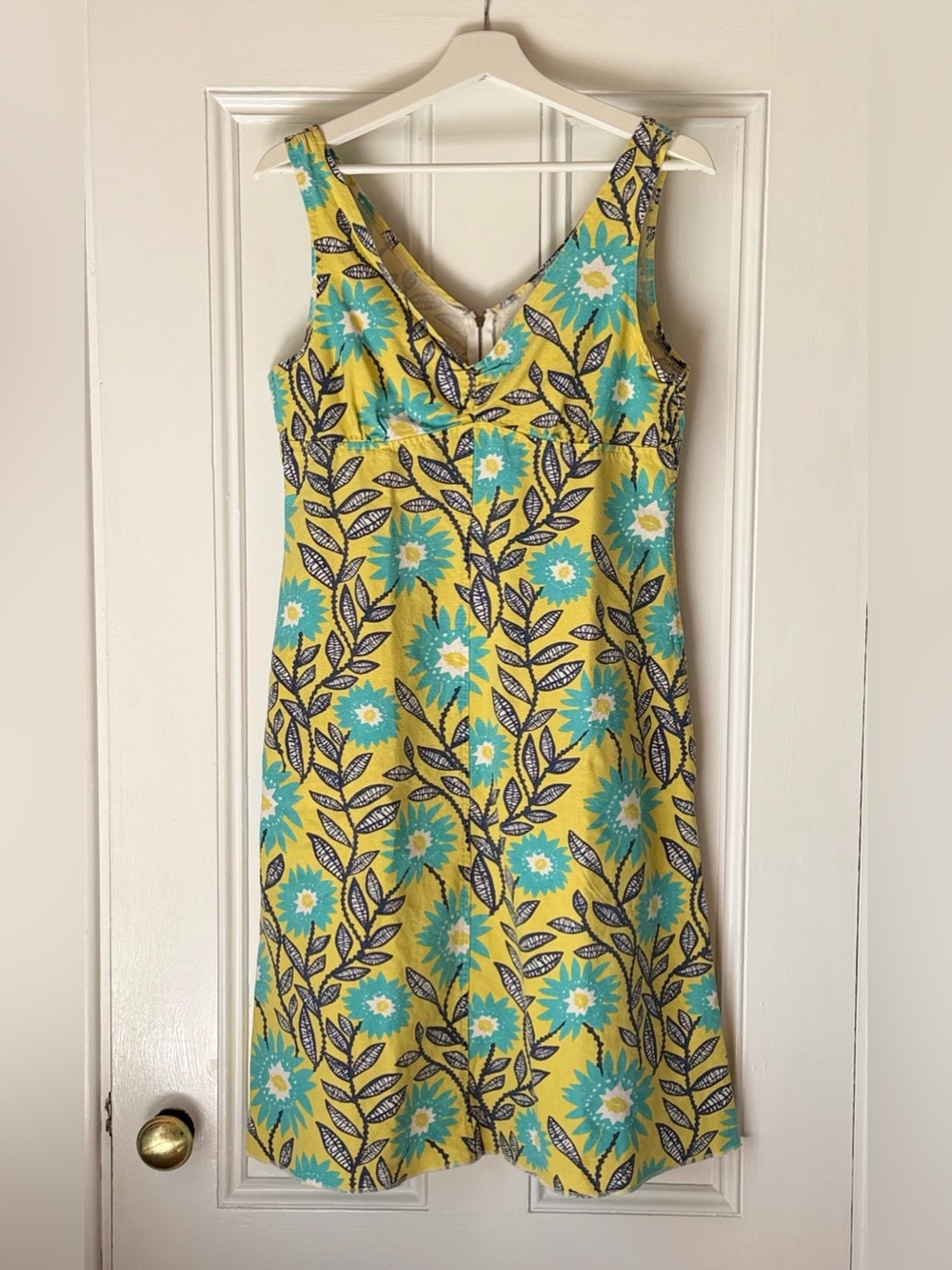 Utility Canvas Slip Dress size Medium 100% Cotton Foral w/ Pockets Made in USA